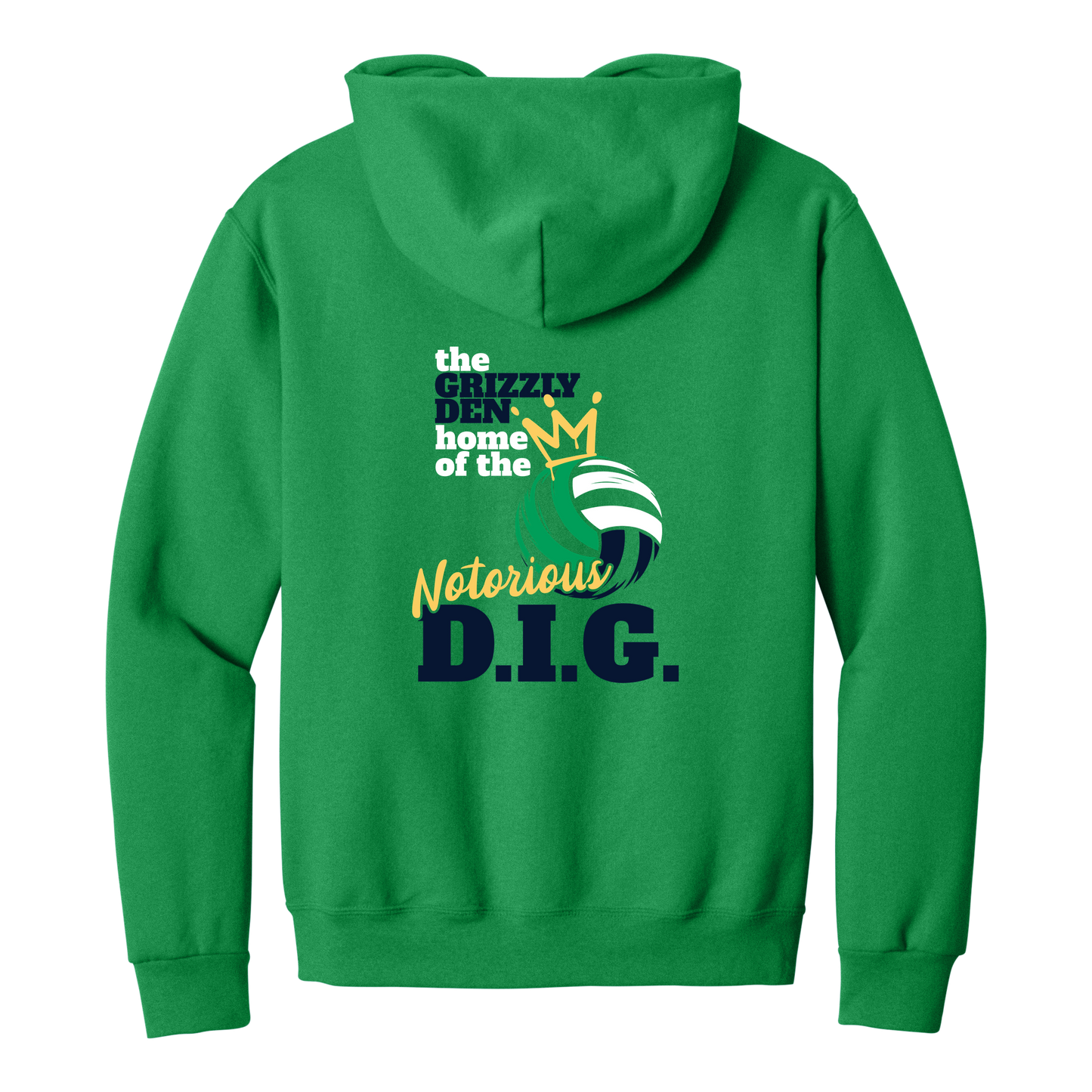 Grizzlies Volleyball Notorious D.I.G. Hoodie Kelly back