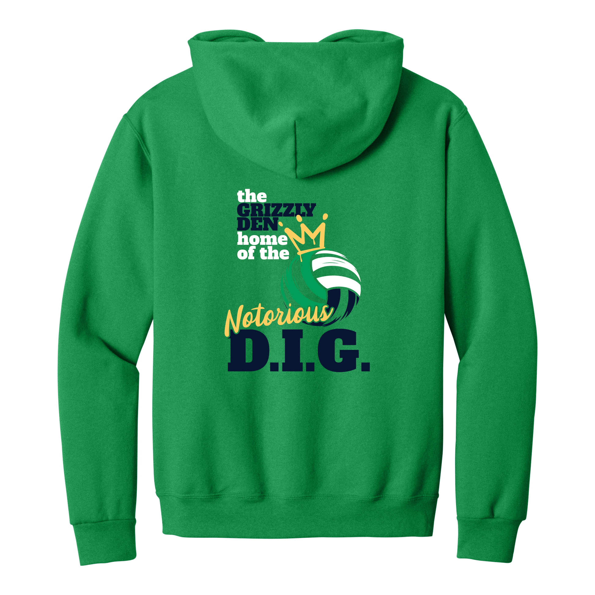Grizzlies Volleyball Notorious D.I.G. Hoodie Kelly back
