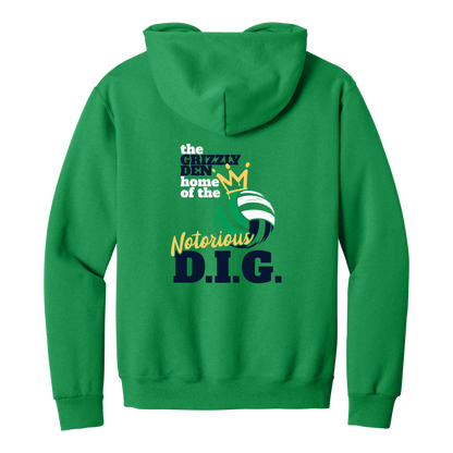 Grizzlies Volleyball Notorious D.I.G. Hoodie Kelly back
